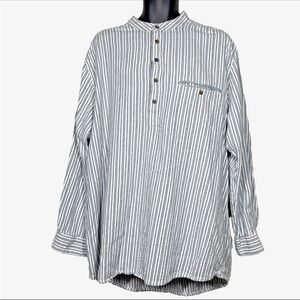Lee Valley Ireland Grandfather Shirt Mens 3XL
 Blue White Stripe Flannel Cotton
